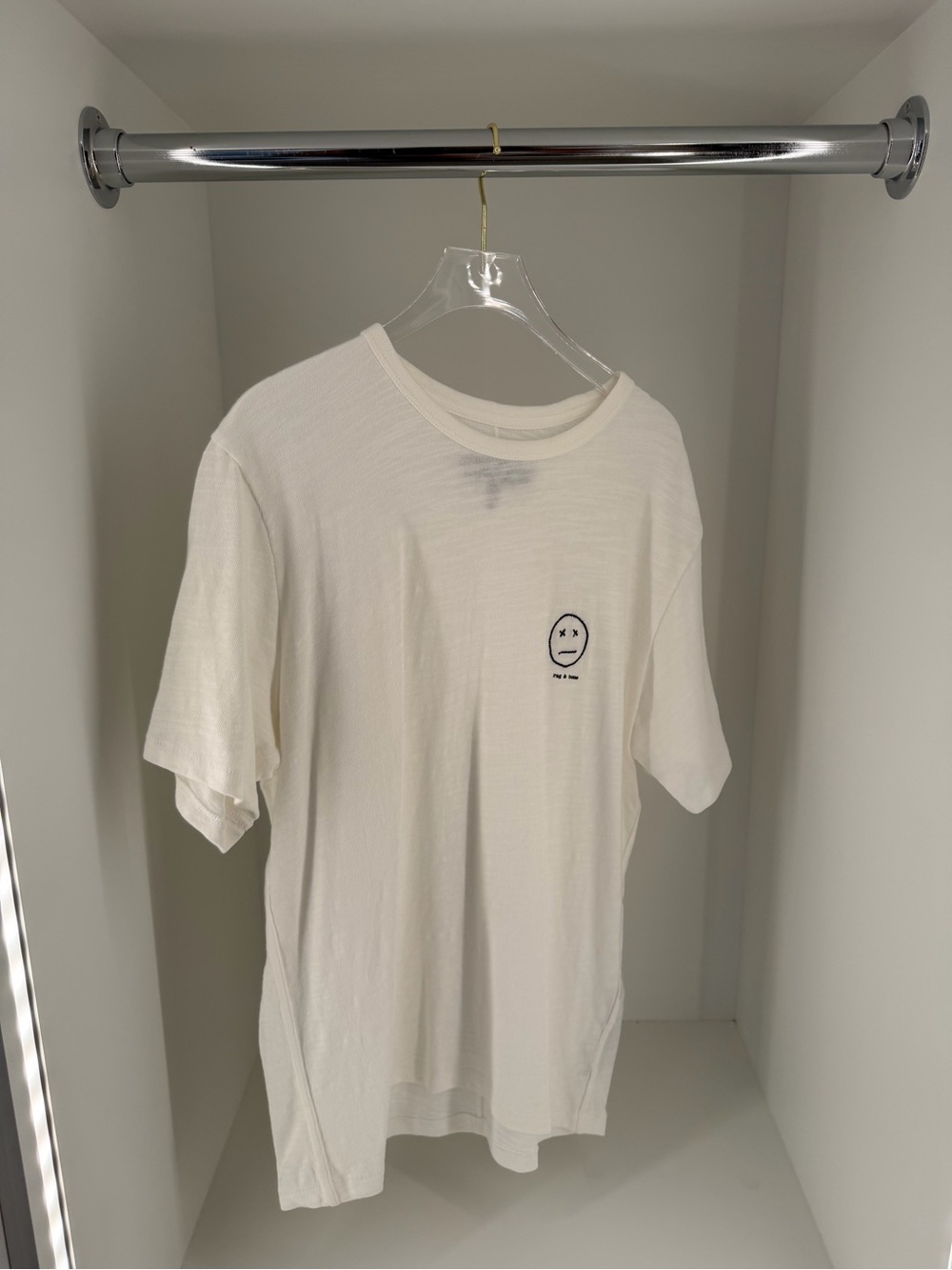 2 Rag & Bone Men's Short-Sleeve Crewneck T-Shirt White and Black (Large)